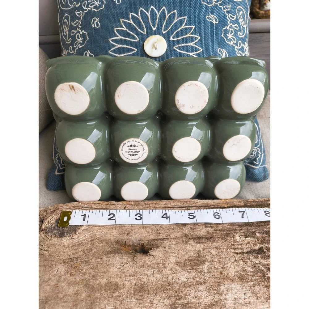 Danica Heirloom Ceramic Deviled Egg Tray Sage Green Floral Botanical 12 Slot